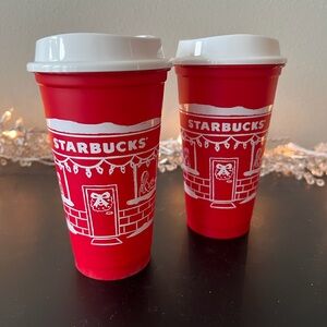 Set of 2 Starbucks 2025 Limited Edition Reusable Red Cups